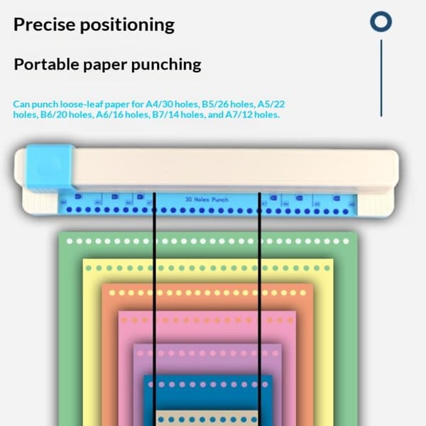 Hole Puncher 30 Holes Document Collar Hole Puncher Manual DIY Blue