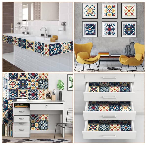 20 Wall Stickers - Tile Decals, Removable, Self-Adhesive PVC - for Bathroom, Kitchen, Stairs - 10*10 cm