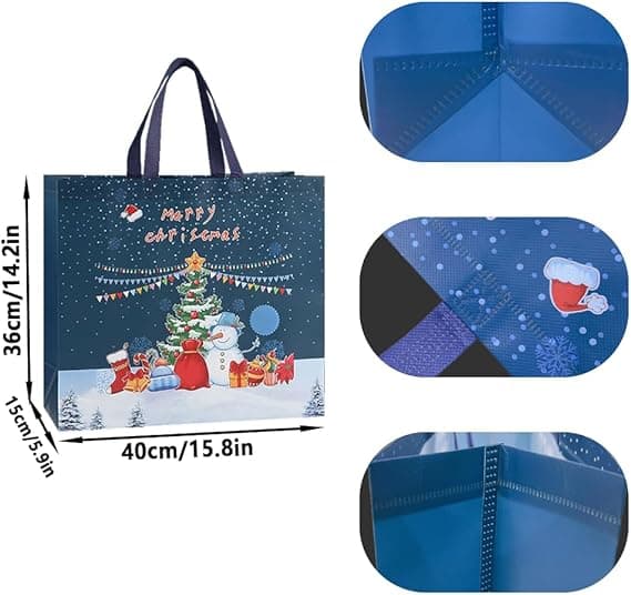 Large 2-pack Reusable Christmas Bags with Handles, Foldable and Waterproof-FX-