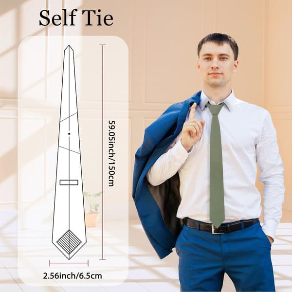 Slips for menn, bomull lin menns smale slips ensfarget halsslips bryllup brudgom forlovere ensfarget: salviegrønn - Solid: Sage Green