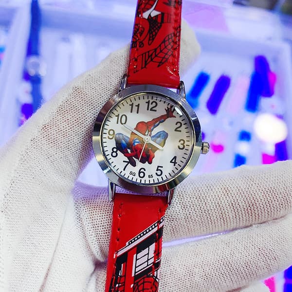 Barn Gutter Spiderman Kvarts Klokke Armbåndsur rød red