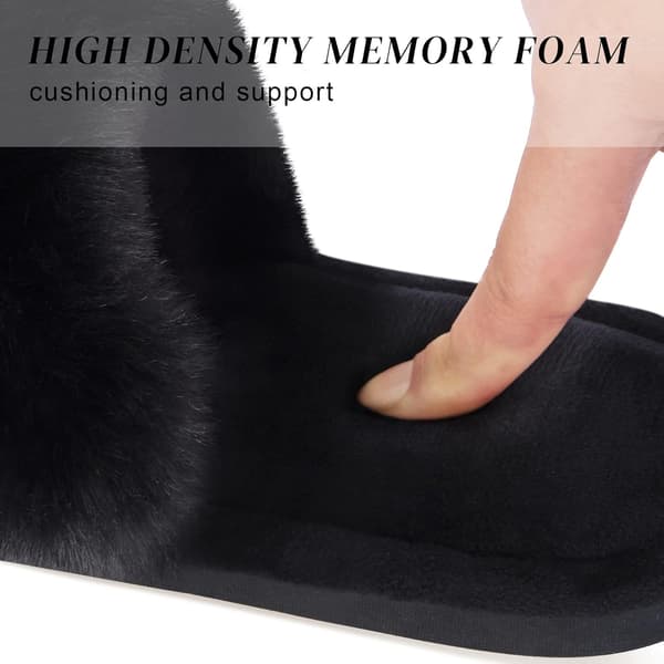 Fuzzy hjemmesko til kvinder, åben tå, slip-on, sort 7-8 46211 Black