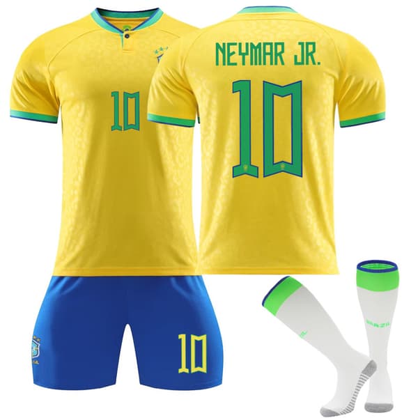 Brasil Hjemmefodboldtrøje til børn #10 Neymar (4-5 år)