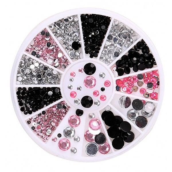 Rhinestone 4 størrelser Sølv Sort Pink flerfarvet multifärg multicolor