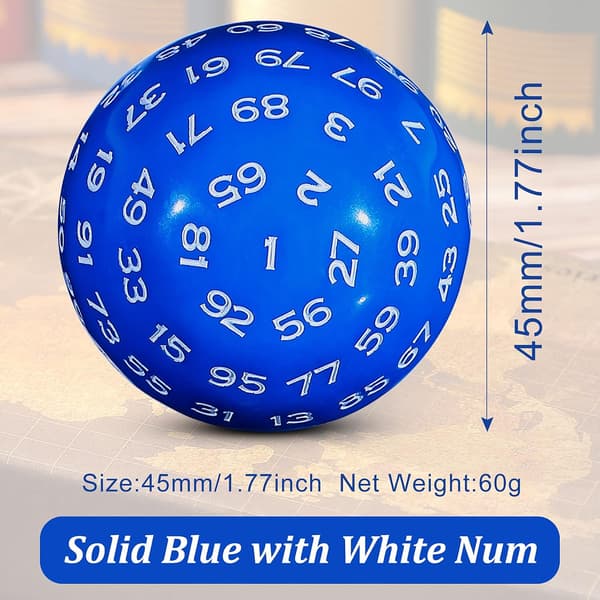 A 100-Sided Polyhedral Dice D100 Dice Set with White Numbers 100