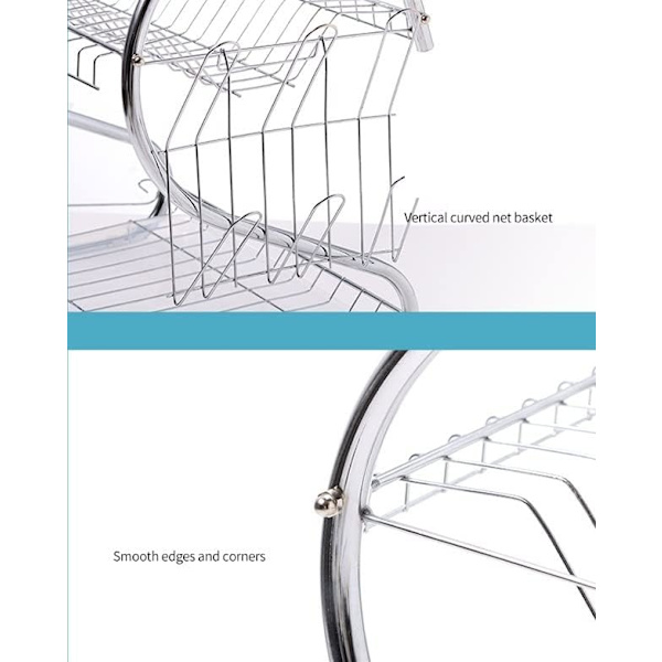 2-Tier Dish Drying Rack with Removable Drain Board, Kitchen Storage, Space Saving Dish Rack with Utensil Holder for Efficient Kitchen