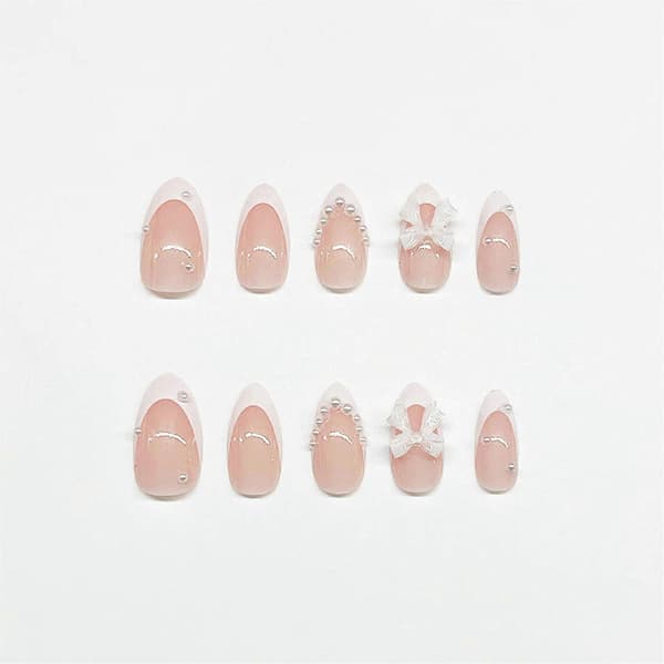 French Style Nude False Nails with White Tip Durable and Never Crack Comfort 1 1