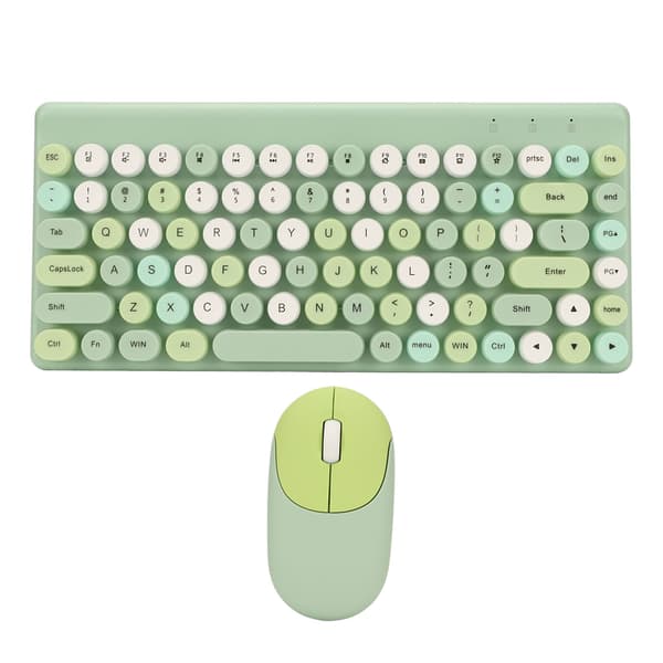 Wireless Keyboard and Mouse Combo 2.4GHz Wireless Mouse 86 Keys Colorful Keyboard Set with USB Receiver Green