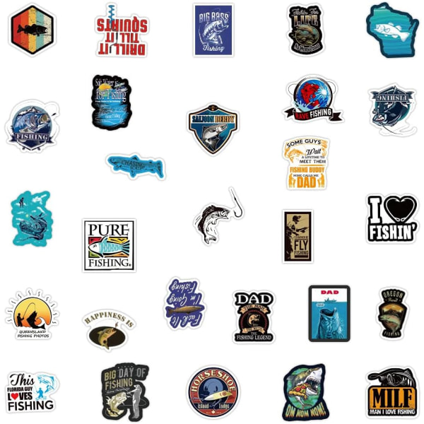 100 stycken fiskeklistermärken, Go Fishing Club Stickers Packs DFishing-100