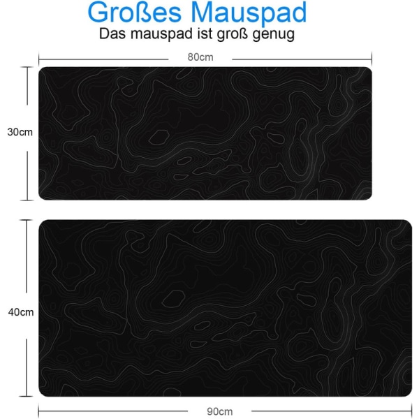 Gaming Mouse Pad 900 x 400 mm Artistic Curve Musmatta, stora sydda kanter Vattentät Anti-Slip