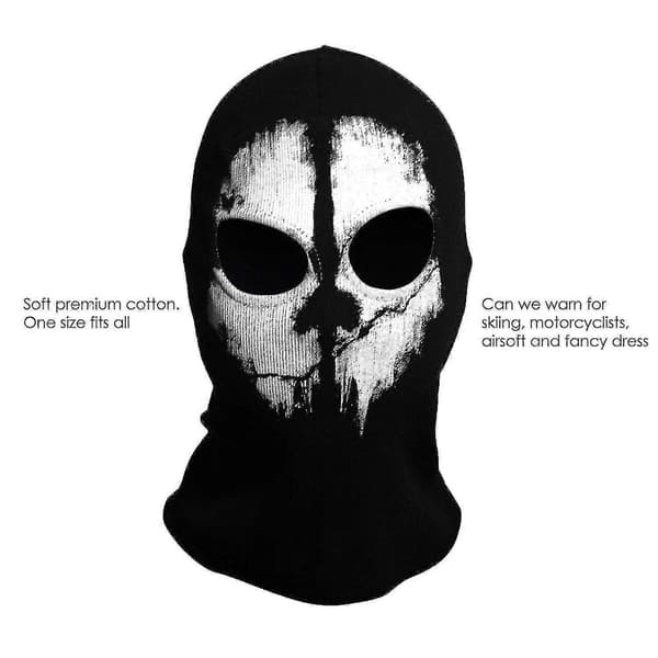 Haamumaski - Balaclava Moottoripyörä Paintball Yksi Koko Väri Musta