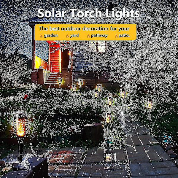 Outdoor Solar Lights - 6 Pack Waterproof Solar Torch, Solar Flickering Flame for Decor, Garden, Patio, Paths null null null none