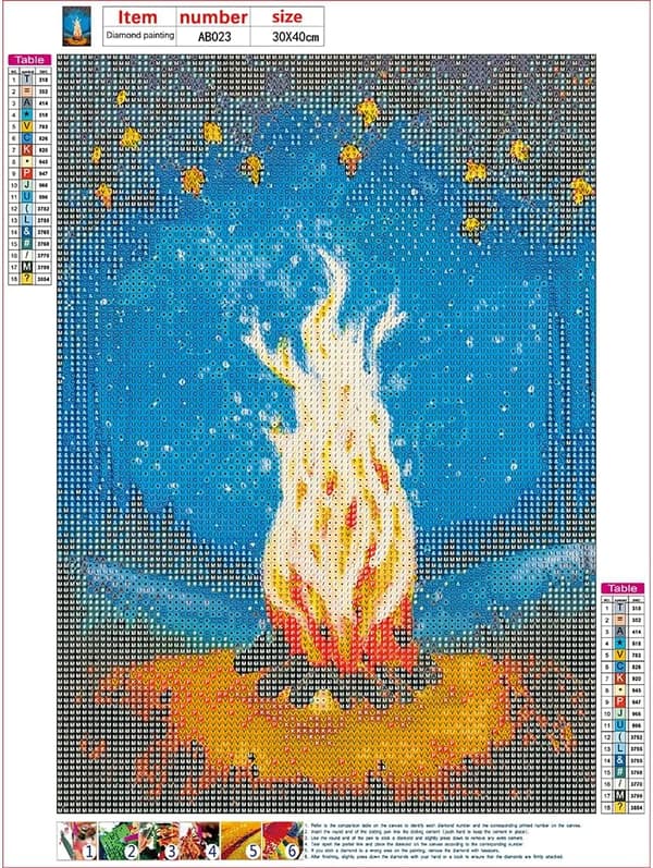 Flamme Diamantmaleri Kits til Voksne Børn Begyndere DIY Fuld Rou