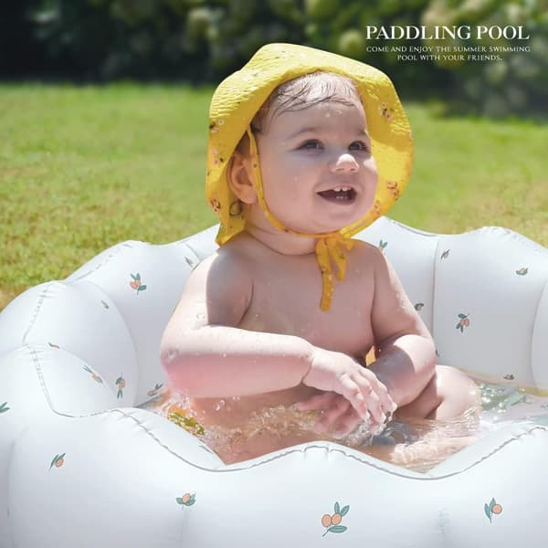 95*25cm (Vit) Uppblåsbar Babypool, Bärbar Plaskpool för Bebisar