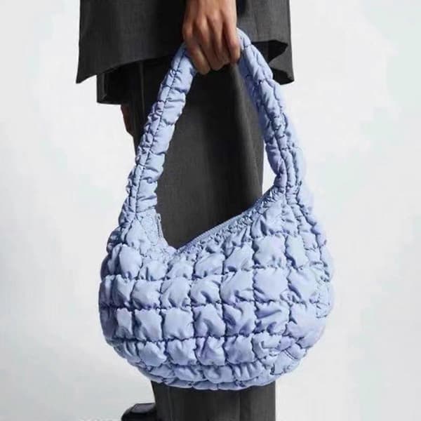 Type J Large Capacity Polyester Pleated Design Women's Handbag Stylish Simple Shoulder Bag