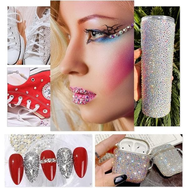 4010 stk. Crystal AB Glittersten Strass Negle, 6 størrelser (1,6-6 mm) til SS30 K9 Glas
