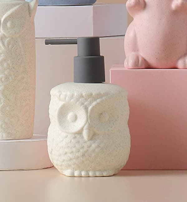Keramikk Ugleformet Såpedispenserflaske Lotion med Pumpe D - D