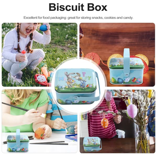 Easter Candy Jar 2 pcs Easter Cookie Jars Tin Cans with Lid and Handle Cookie Jars Easter Gift Boxes Easter Basket Candy Jars Cookie Jars