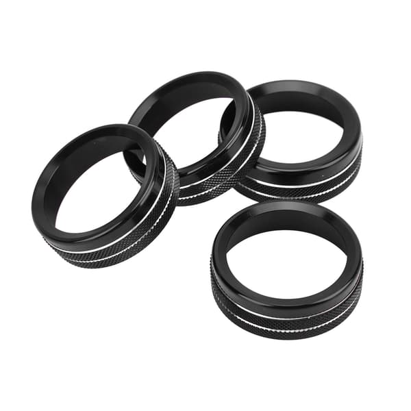 4pcs AC Switch Ring Aluminum Alloy Stylish Rustproof Center Console Knob Cover Replacement for Tacoma 2016-2022 Black