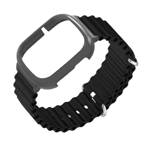 Silicone Wristband with Case Replacement for Honor 4 Adjustable Anti-Fall Soft 2 in 1 Sports Watch Black