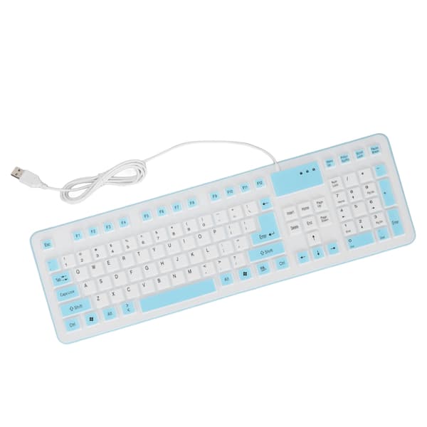 Foldable Silicone Keyboard 106 Keys Waterproof Dustproof Foldable USB Wired Silent Silicone Keyboard for PC Laptop Gaming Blue