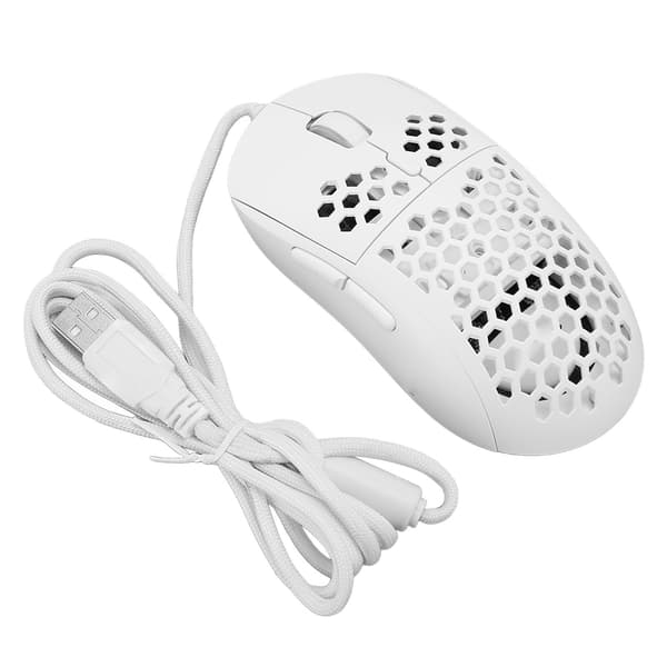 Wired mouse ergonomic white adjustable DPI 6 keys hollow plug and play gaming mouse for gaming office study