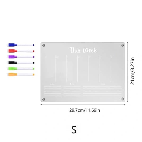 Akryl magnetisk ukeplanlegger kalender for kjøleskap whiteboard - TYU047 Liten szq[CO]
