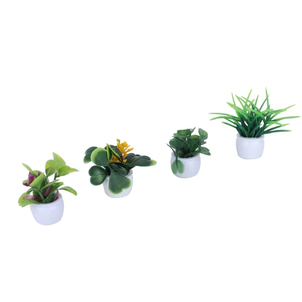 4-pack Mini Simulation Potted Plants Set Artificial Potted Plants Set with Ceramic Pots for Home Office Table Decoration