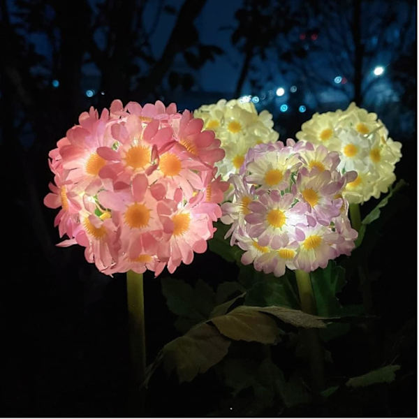Solcellelamper udendørs, havebelysning med blomster og bredere solpanel
