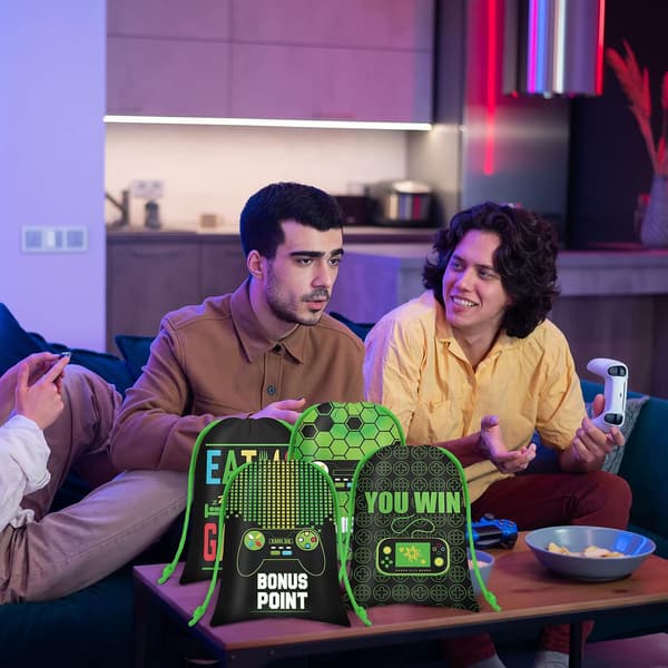 24 stk. videospil-snøreposer til gaming-festgaver, grøn - Green