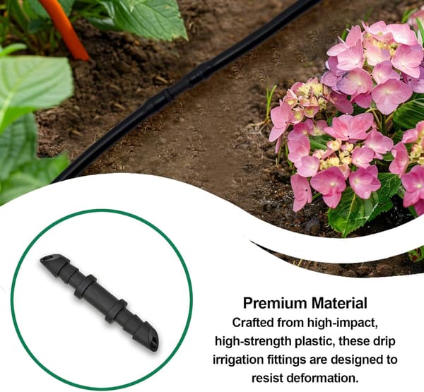 Drip Irrigation Accessories, 4/7 Drip Irrigation Connector - Drip Irrigation Hose Connector - 4/7 Barbed Connector
