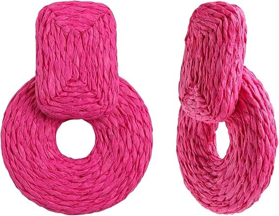 Runde Boho Statement Øredobber Flettet Drop Dangle Øredobber Håndlaget