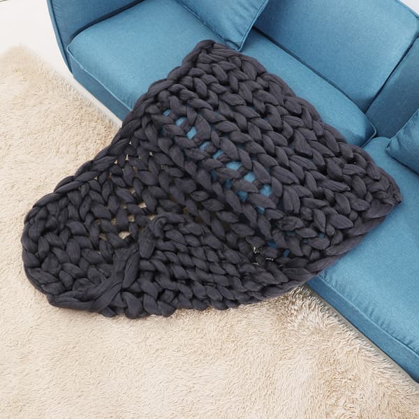 Knitted Chunky Plush Sofa BLANKET Warm Soft Super Large Bulky (Grey 60 * 60cm / 23.6 * 23.6in)