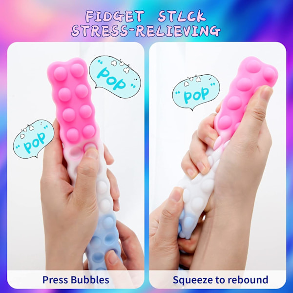 2 st Fidget Stick Popper-leksaker, 3-i-1 Anti-tryck Push