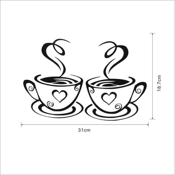 2 ark, 4 mugg väggdekaler konst kök vinyl kaffe dekorativa