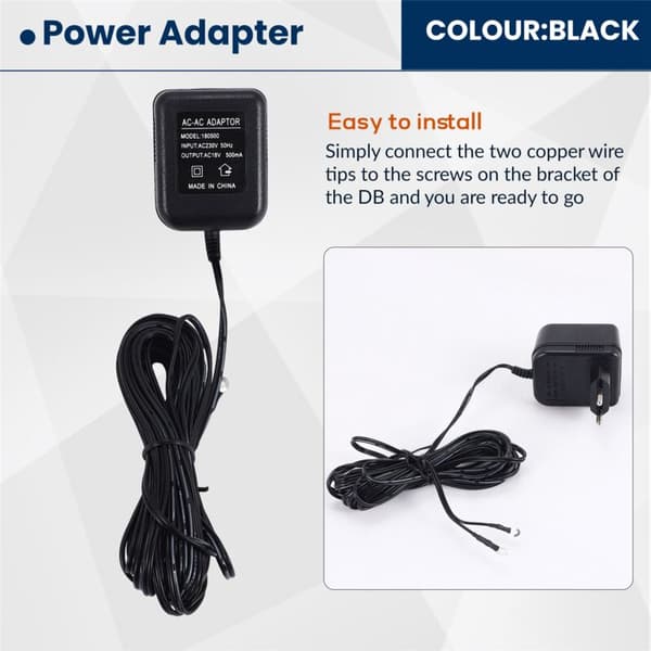18V 500MA Strømadapter Batterilader Adapter for Ring Dørklokke Utendørs EU-kontakt