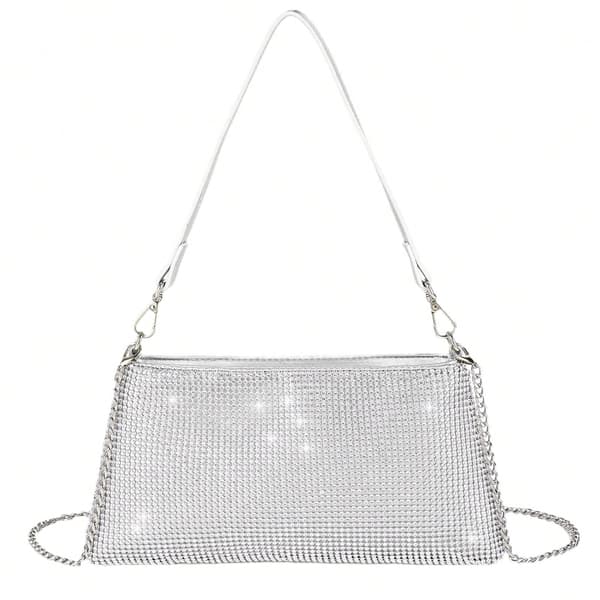 Kvinders fuld-rhinstens aftenpose, håndlavet glitrende PU-rhinstenspose, elegant festkjolepose guld gold