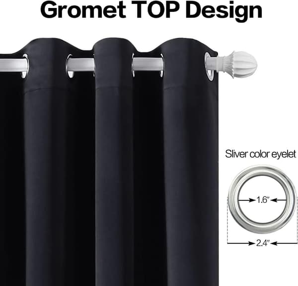 Mörkläggningsgardiner för sovrum och vardagsrum, 2-pack, öljetter, ljudisolerande, energibesparande