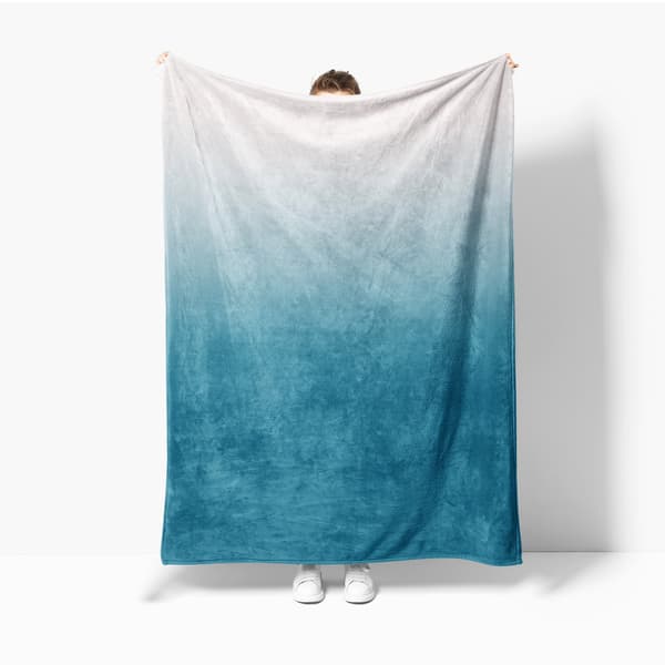 Filt grøn gradientfarve 150*100cm blå fløjlsfilt