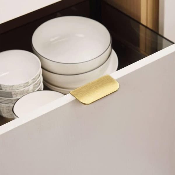 10 stk. usynlige møbelgreb guld skabsgreb hulafstand 64 mm usynligt greb - møbelgreb