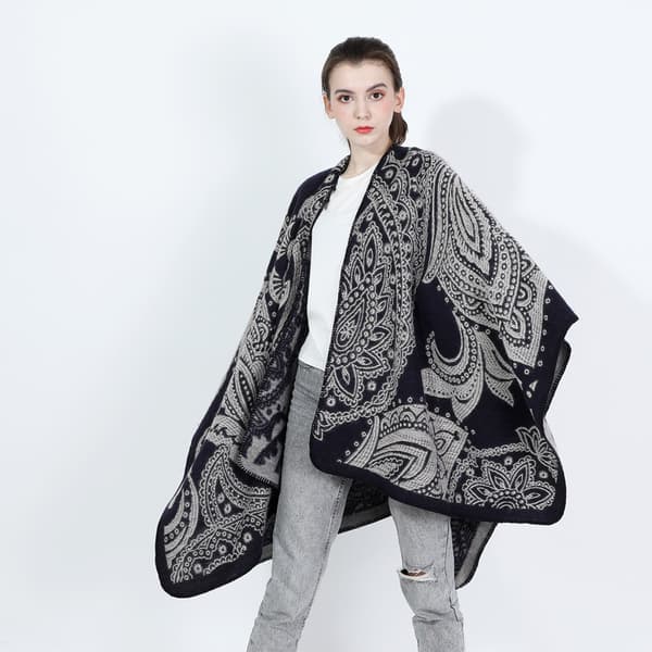Dame Skjerf Wraps Stole Vinter Varm Tykk filt Oversized skjerf (blå)