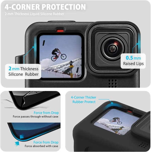 Etui til Go Pro Hero11/ 10/ 9, inklusive sidecover og objektivdæksel