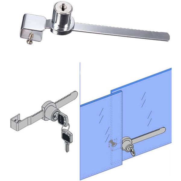 2 Keys + Like Lock for Display Case, Glass Sliding Door Lock