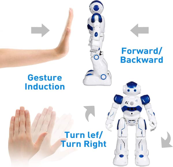 Gestyrt fjernkontrollrobot - Leketøysgave til barn, interaktiv, gå, synge, danse, programmerbar smart robot for barn gutter jenter, blå