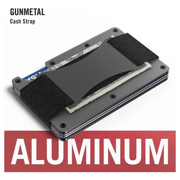 Herr Slim Ridge Man Plånböcker Varumärke Lyx Aluminium Kol RFID Metall Väskor Case Carteira Masculina Kreditkortshållare Blå blue