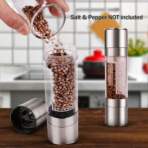 2-i-1 pepparkvarn Dubbelkvarn peppar salt med justerbar keramisk kvarn