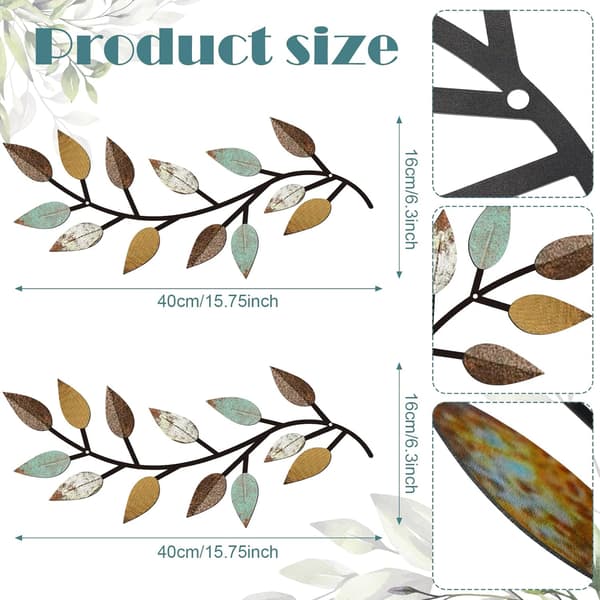 2-pack Metal Wall Decor, Olive Branch Wall Art for Living Room and Hallway
