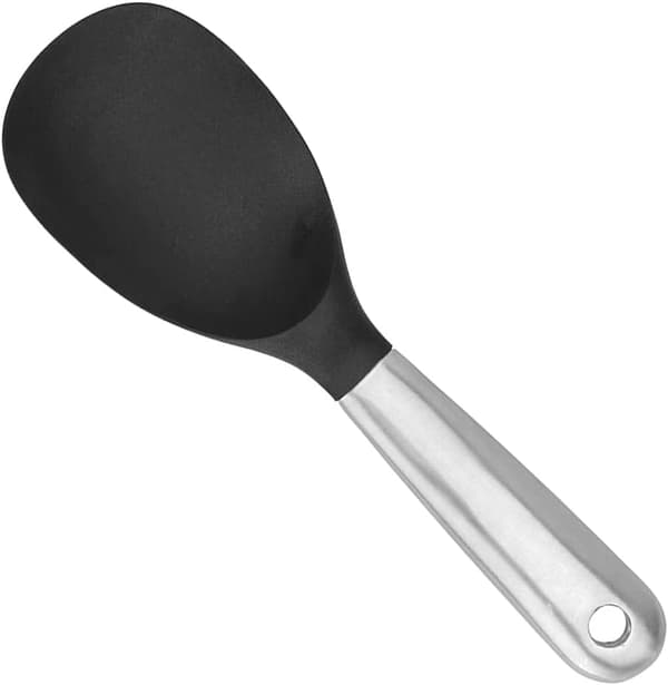 Silikoneske i rustfrit stål til ris, risske i rustfrit stål, non-stick varmebestandig ske, køkkenredskab til hjemmerestaurant