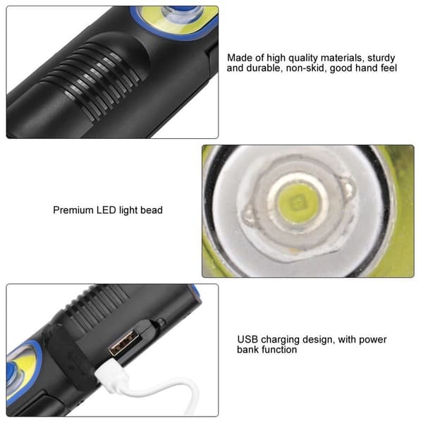 USB-oppladbar LED-arbeidslampe COB-arbeidslampe med magnet KLB