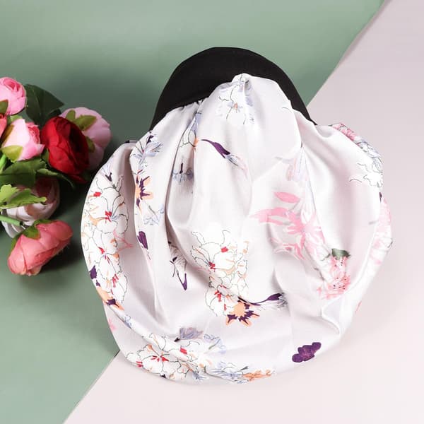 Sovehætte til krøllet hår af polyester med kreativt blomstermønster åndbar makeuphætte og nathue til kvinder til hårbeskyttelse til vask -